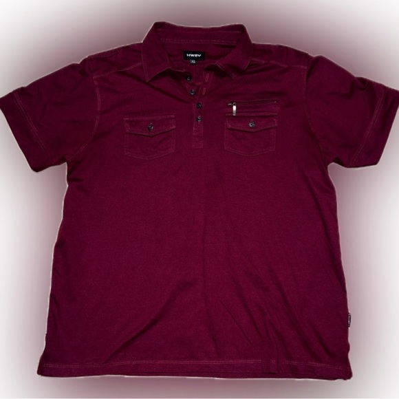 Tops - 💥Woman’s Burgundy Short Sleeve Blouse Pockets Collar XL
